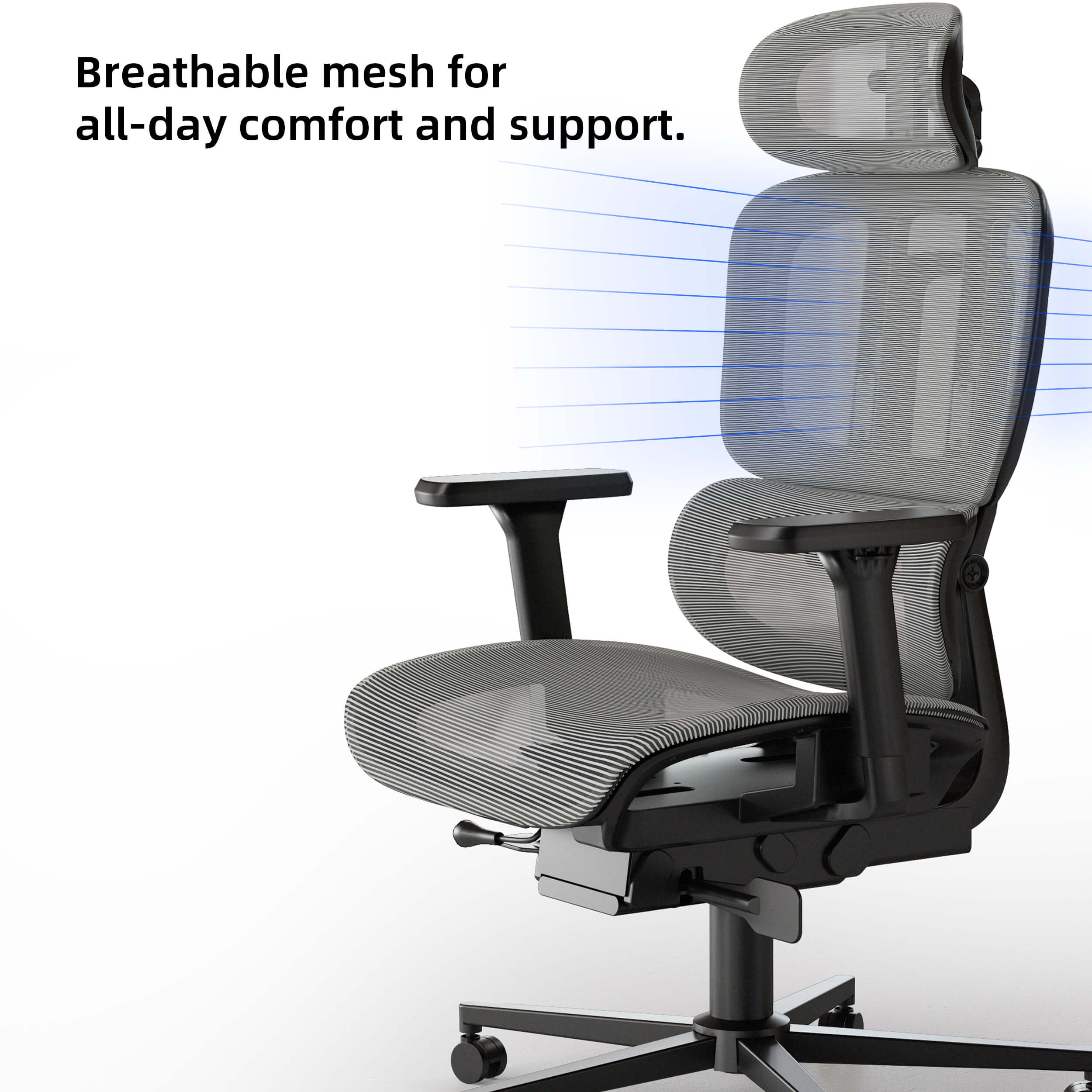 Maidesite multifunction mesh ergonomic office chair EC2 with back support and headrest