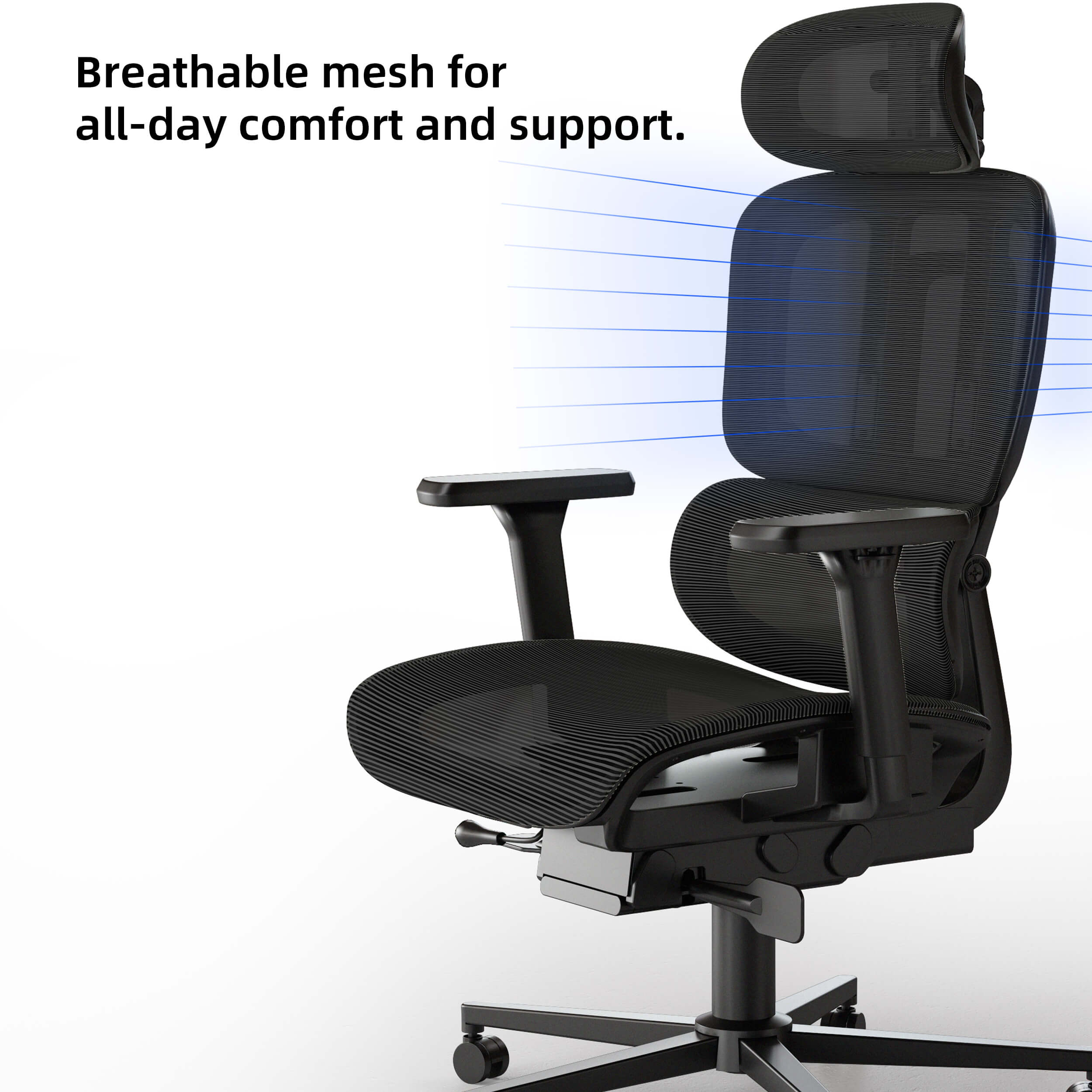 Maidesite black breathable mesh office chairs with back support for home office