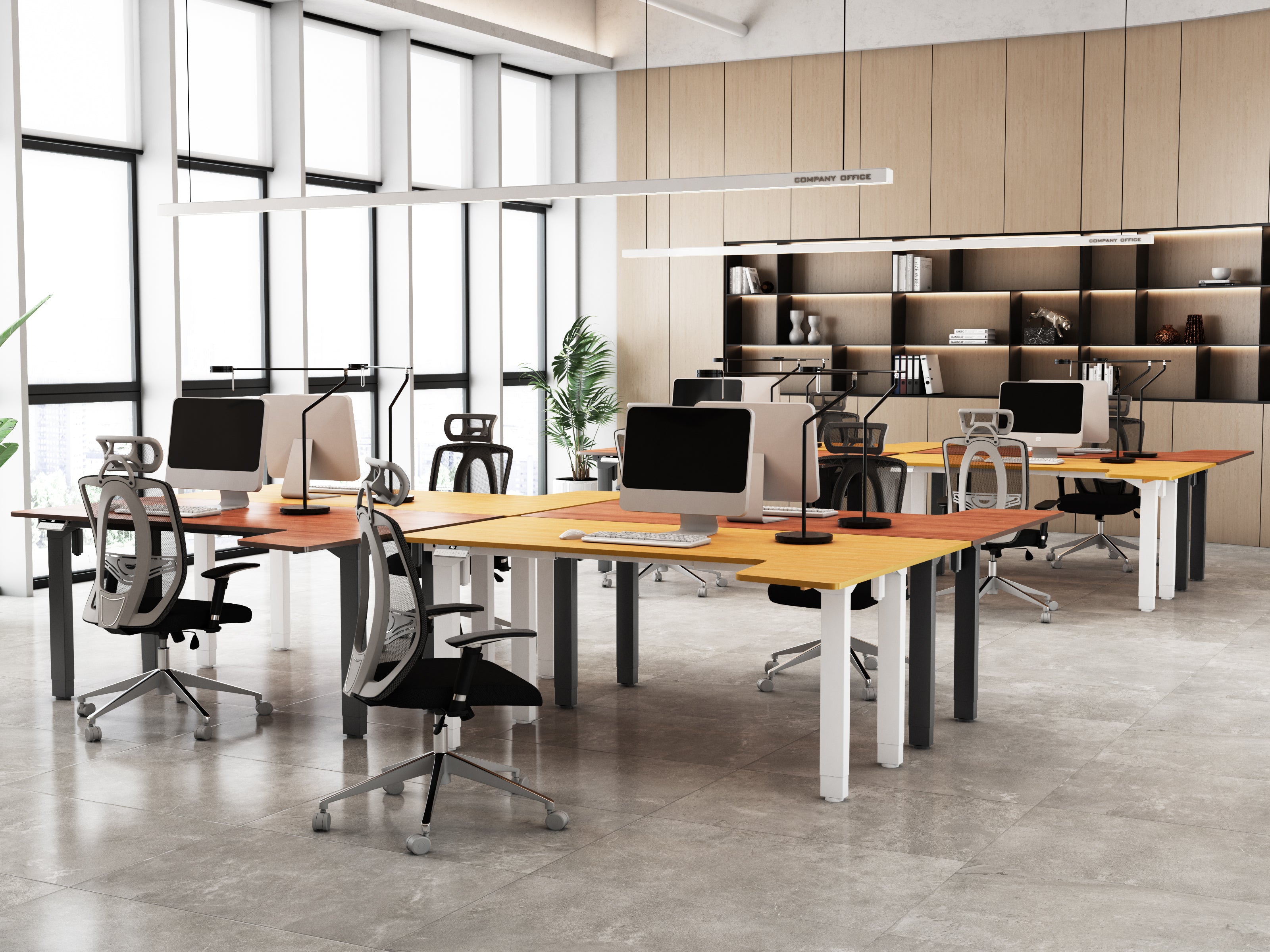 Maidesite Canvas 4 leg standing desk L shape corner desk