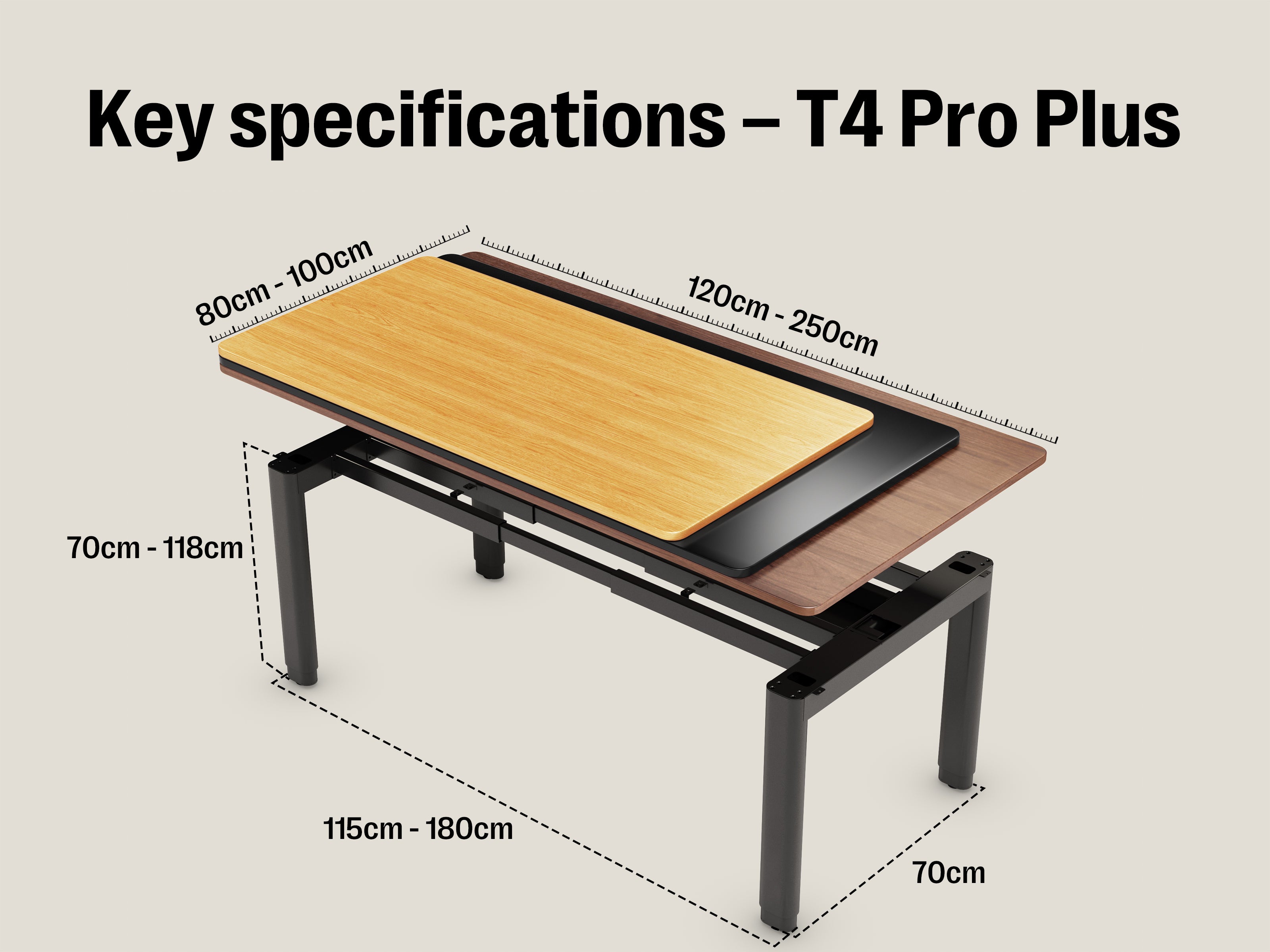 Maidesite T4 Pro Plus - 4 Leg Electric Stand Up Desk Frame