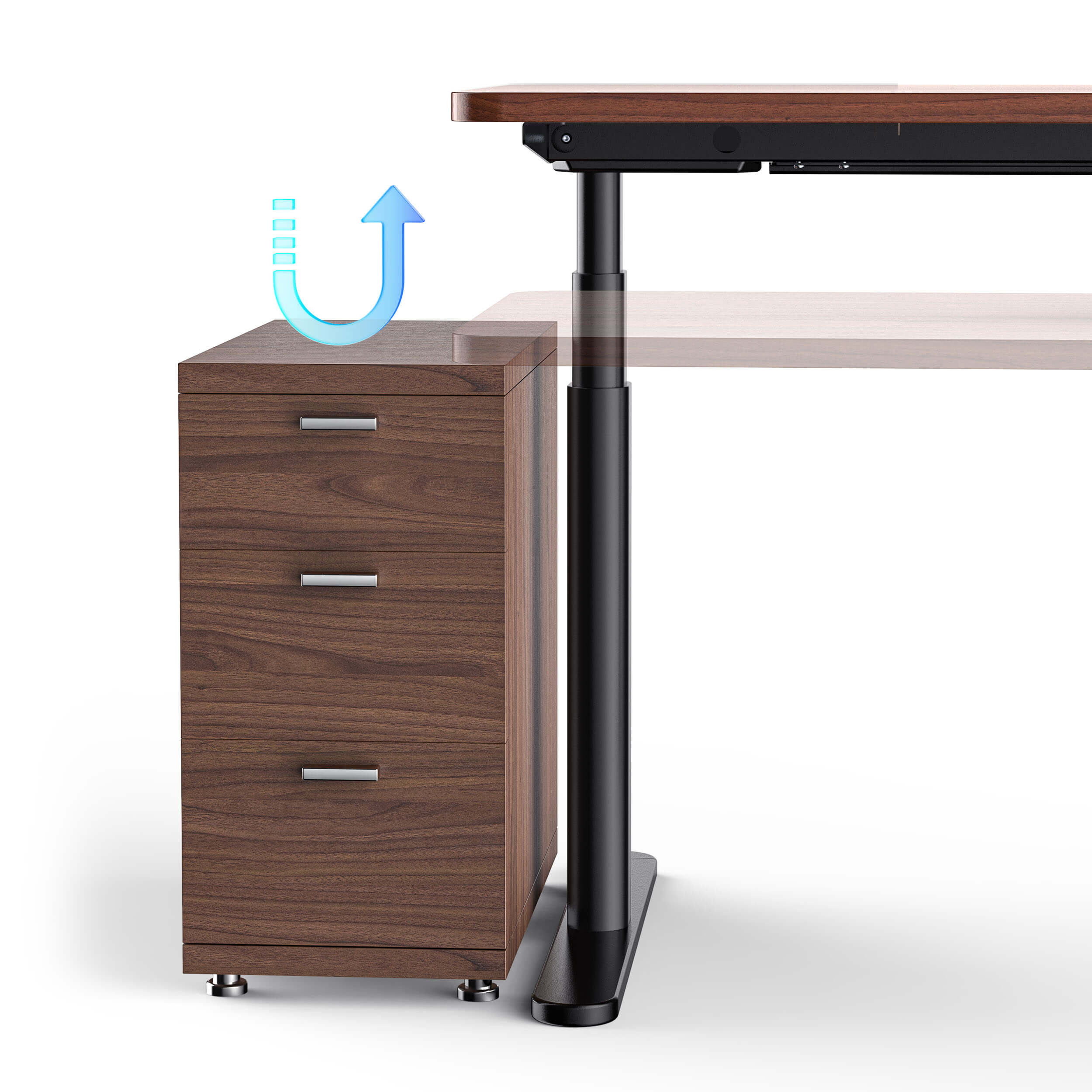 TH2 Pro Plus oval standing desk leg-comes with built in anti collision to protects furniture