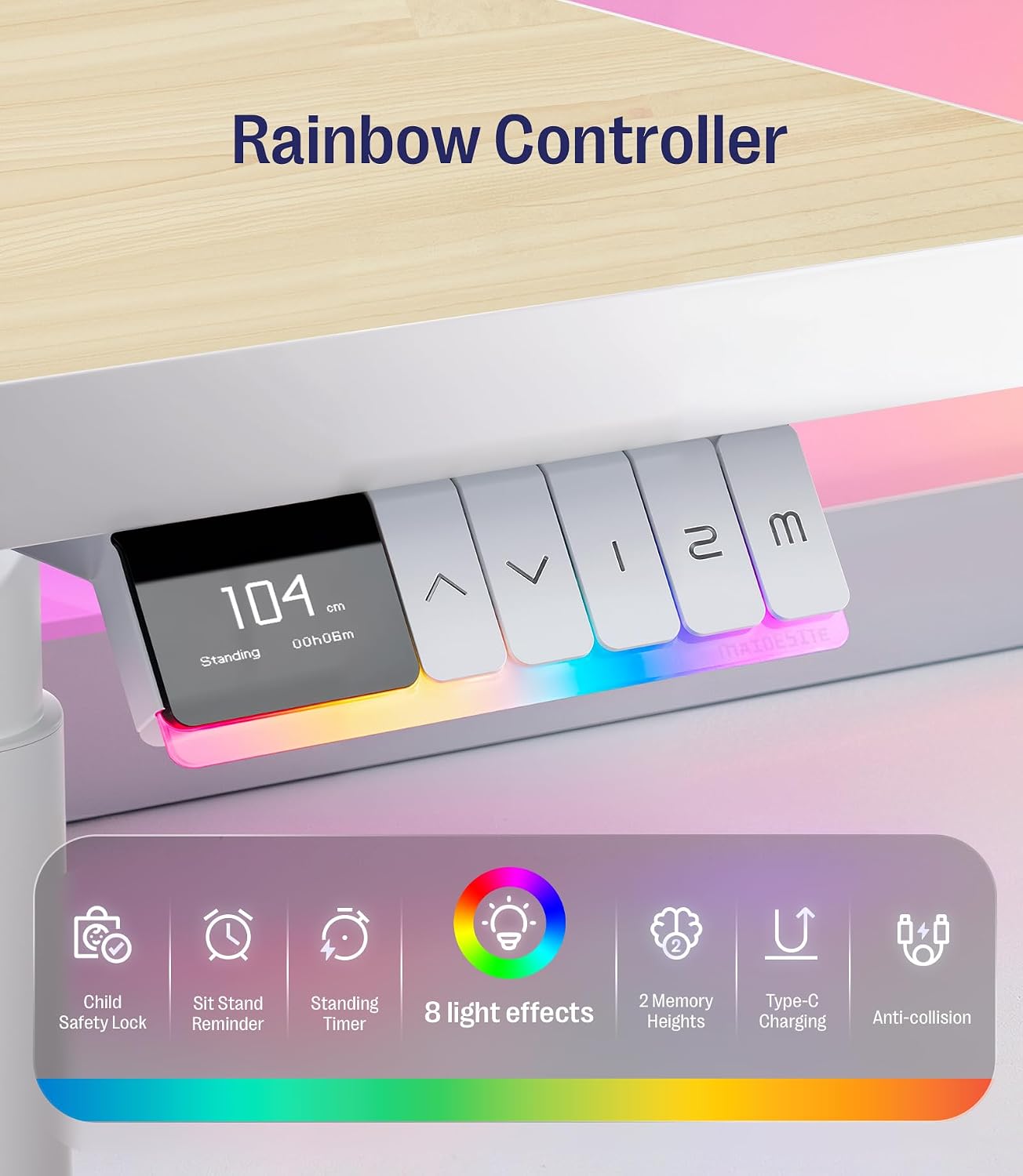 Maidesite Rainbow Height-Adjustable Gaming Desk