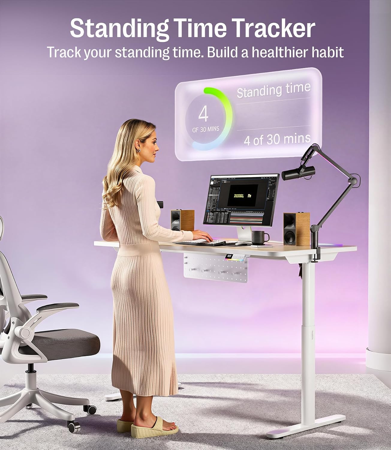 Maidesite Rainbow Height-Adjustable Gaming Desk