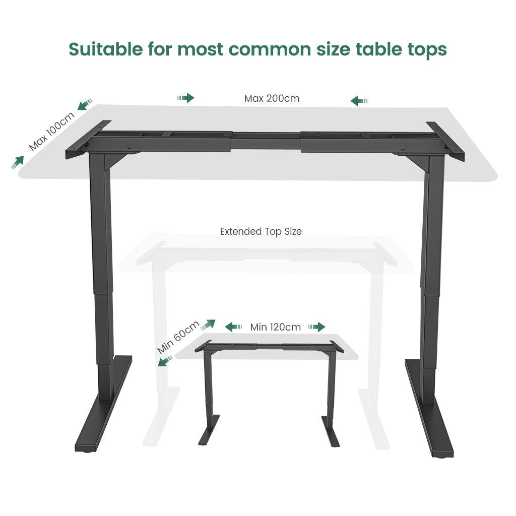 Maidesite T2 Pro Plus - Electric Height Adjustable Standing Desk Frame supports 120x60 cm to 200x80 cm top