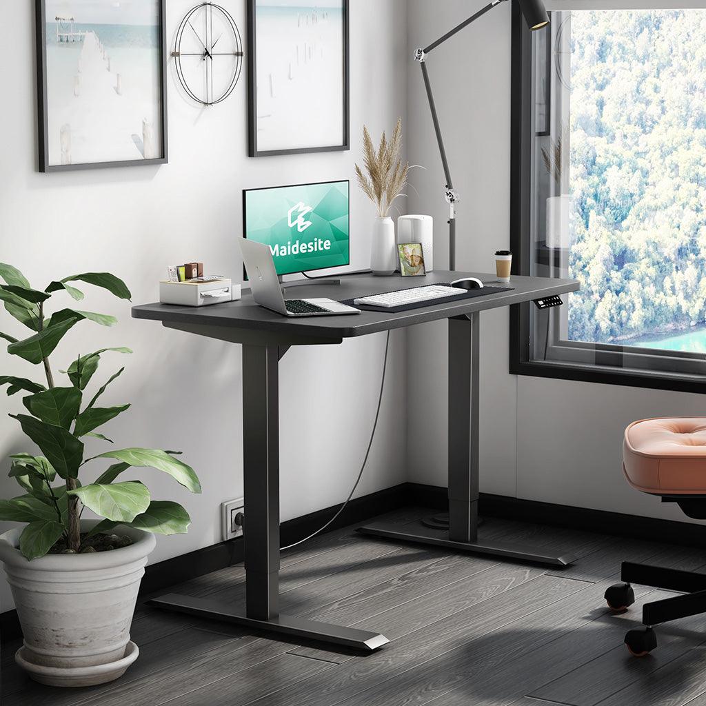 Black T2 Pro standing desk black top is great for home office use