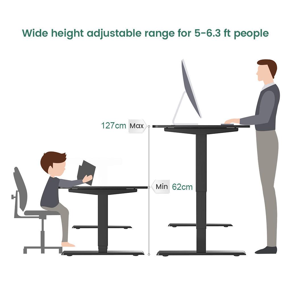 Maidesite T2 Pro Plus - Electric Height Adjustable Standing Desk Frame for 5-6.3 ft people's study and work