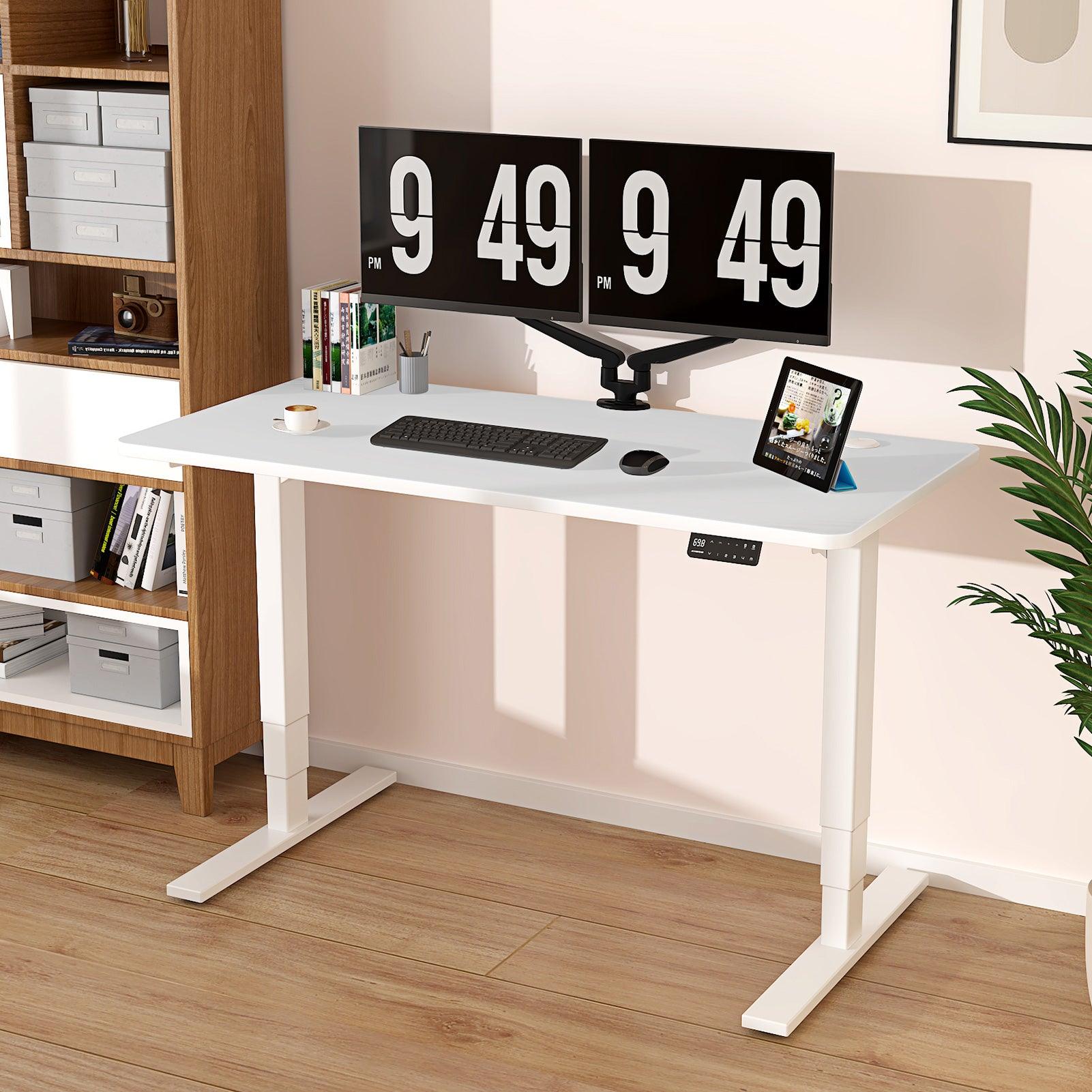 Maidesite T2 Pro Plus - Electric Height Adjustable Standing Desk white Frame white top for work from home people