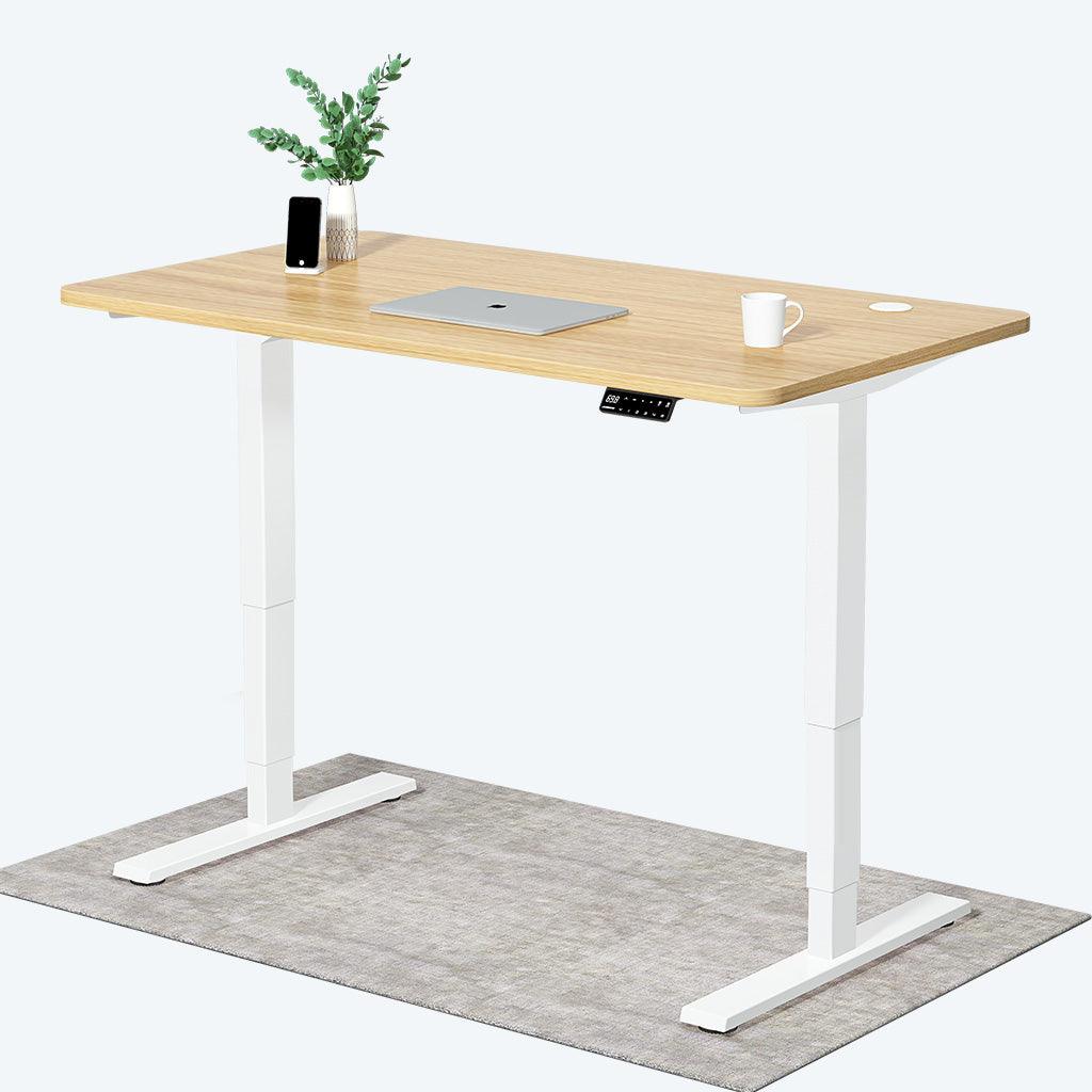 S2 Pro Plus electric standing desk white frame oak top without cable magament tray and drawer
