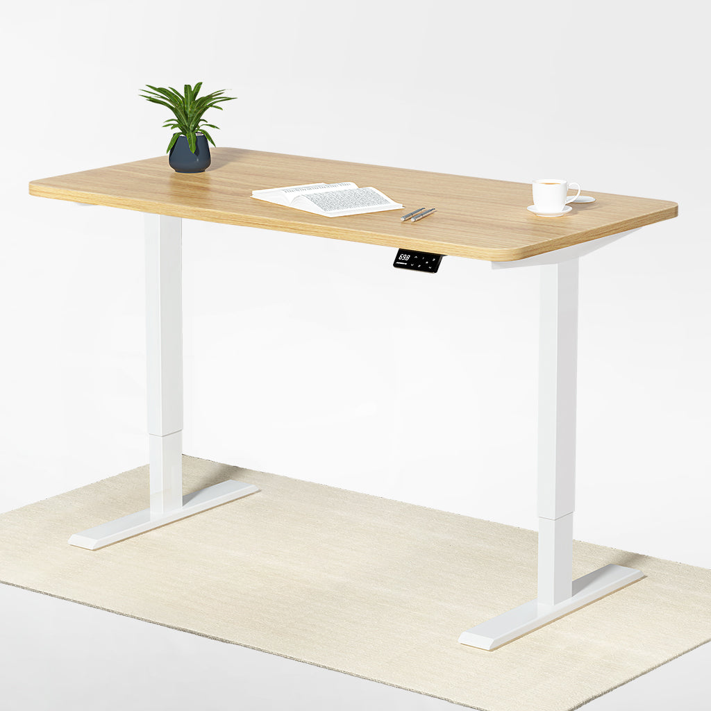 Maidesite Stylish standing desk white frame and 160cm desktop provide comfortable office work