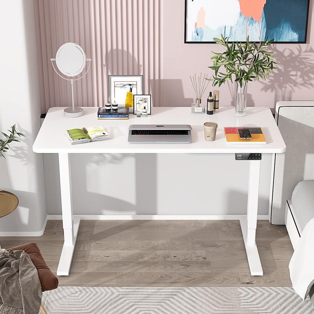 white top white frame standing desk s2 pro is good for everyone who had pc or laptop to work at it