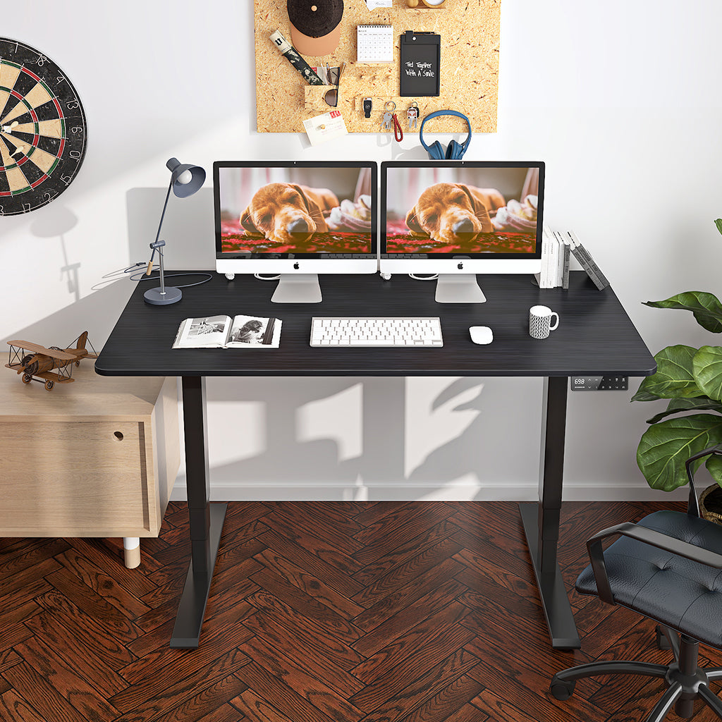 work from home with Maidesite 140x70cm electric standing desk s2 pro plus black height adjustable table
