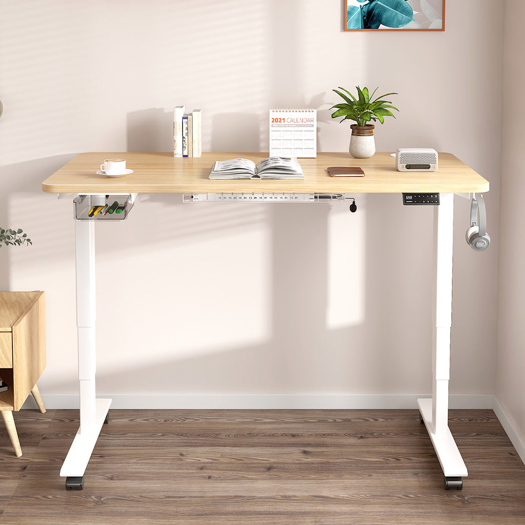 Maidesite oak electric standing desk 140x70cm height adjustable desk is great for home and office use