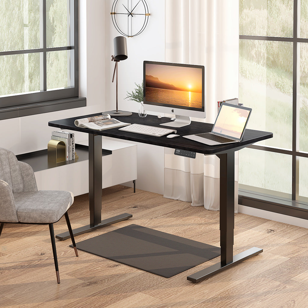 black electric standing desk 140x70cm height adjustable table for home office