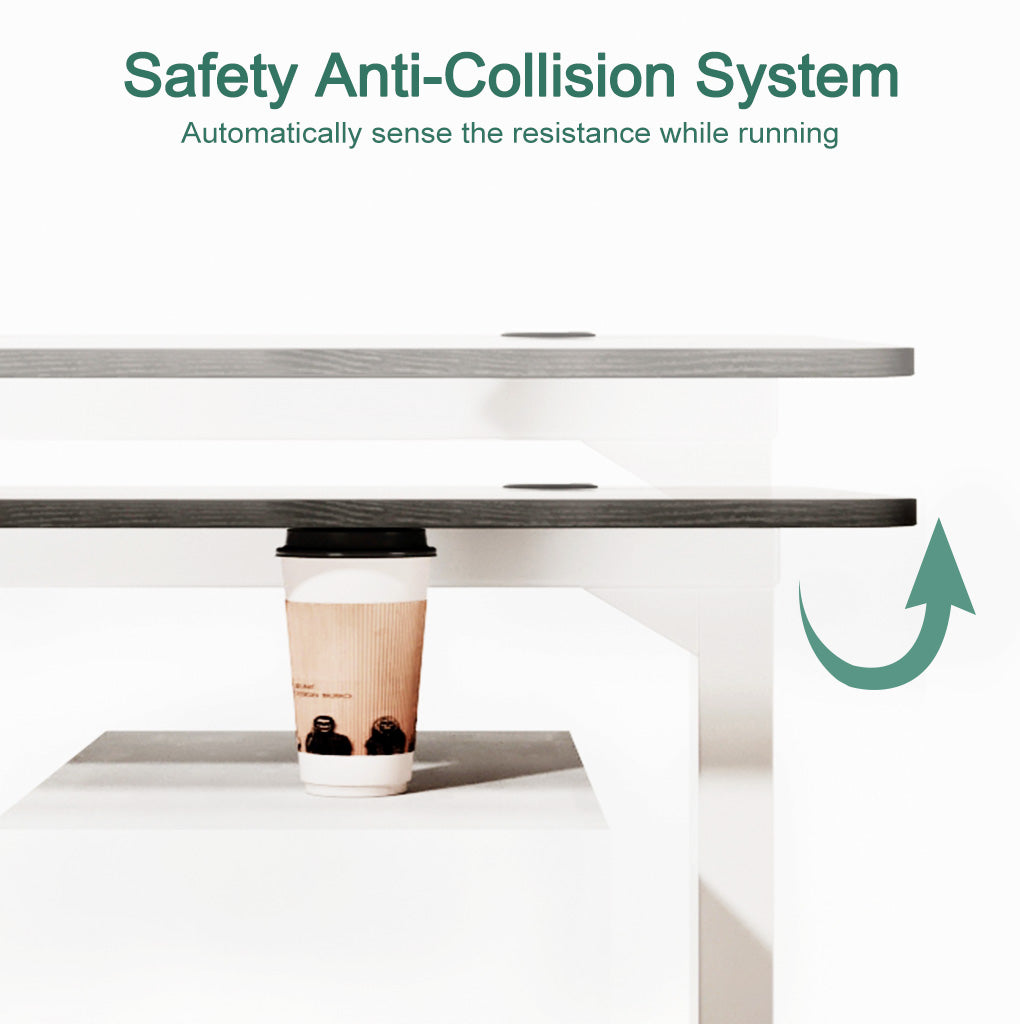 Maidesite S2B Pro electric standing desk has safety anti-collision system to protect funiture and people safe