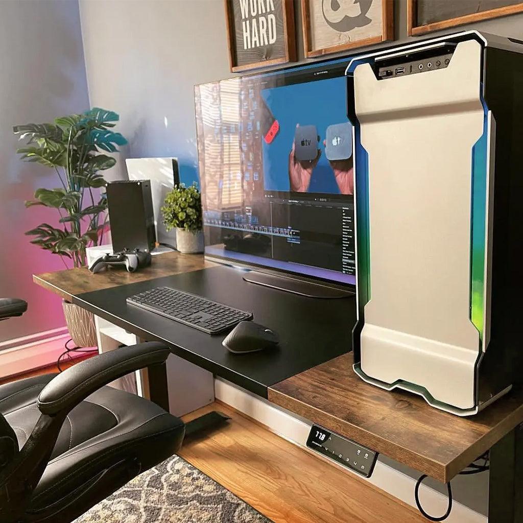 Maidesite SC1 Pro height adjustable desk setup for video editors and photographers