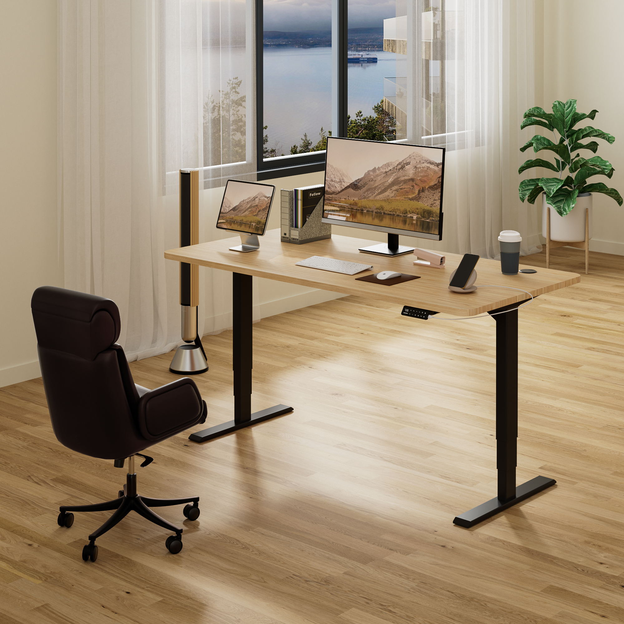 Maidesite S2 Pro Plus height adjustable desk has a USB charging port to recharge your phone