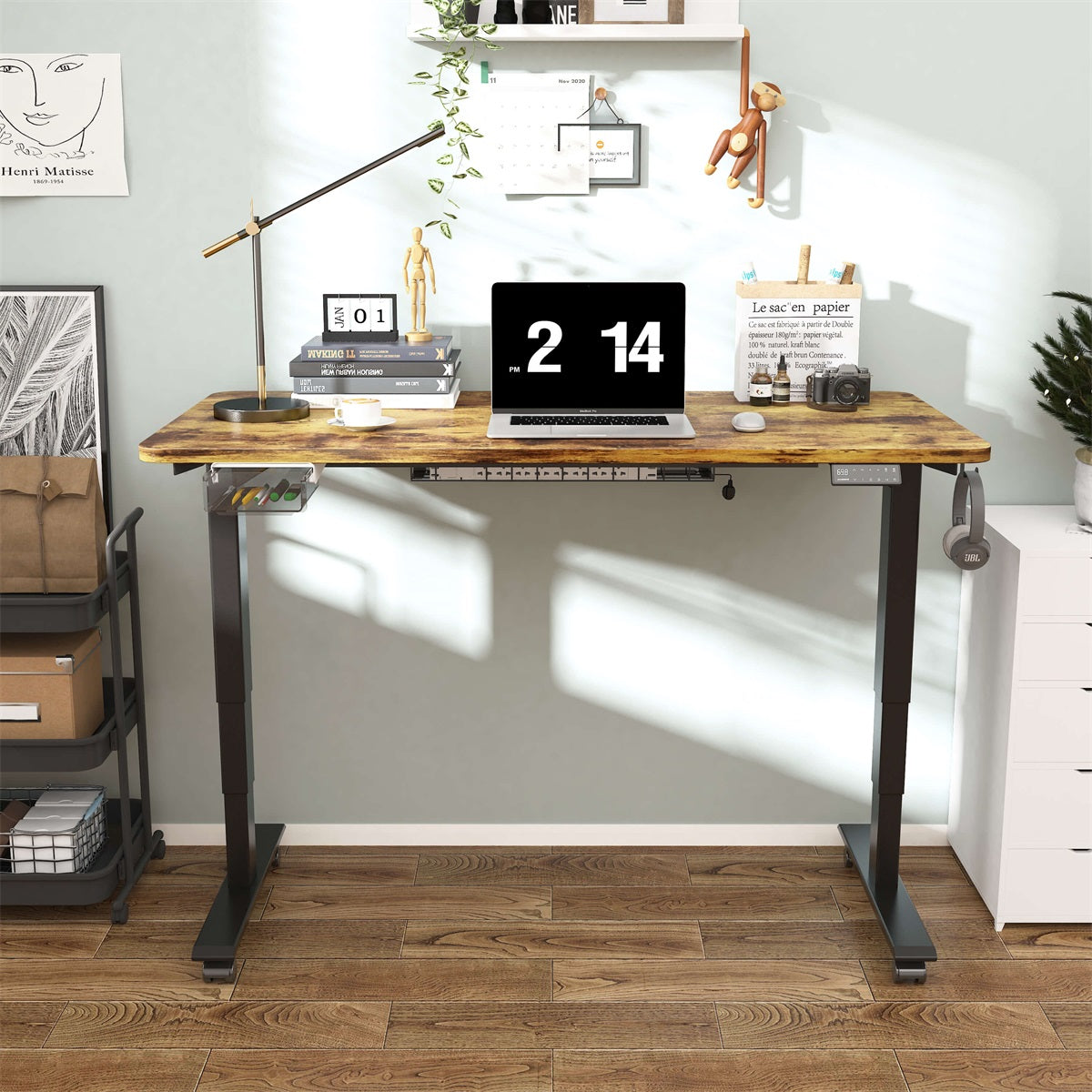 Maidesite 160x80cm vintage color top electric standing desk