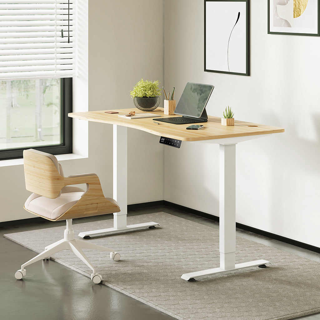Maidesite bamboo desktop height adjustable desk for home office and studio