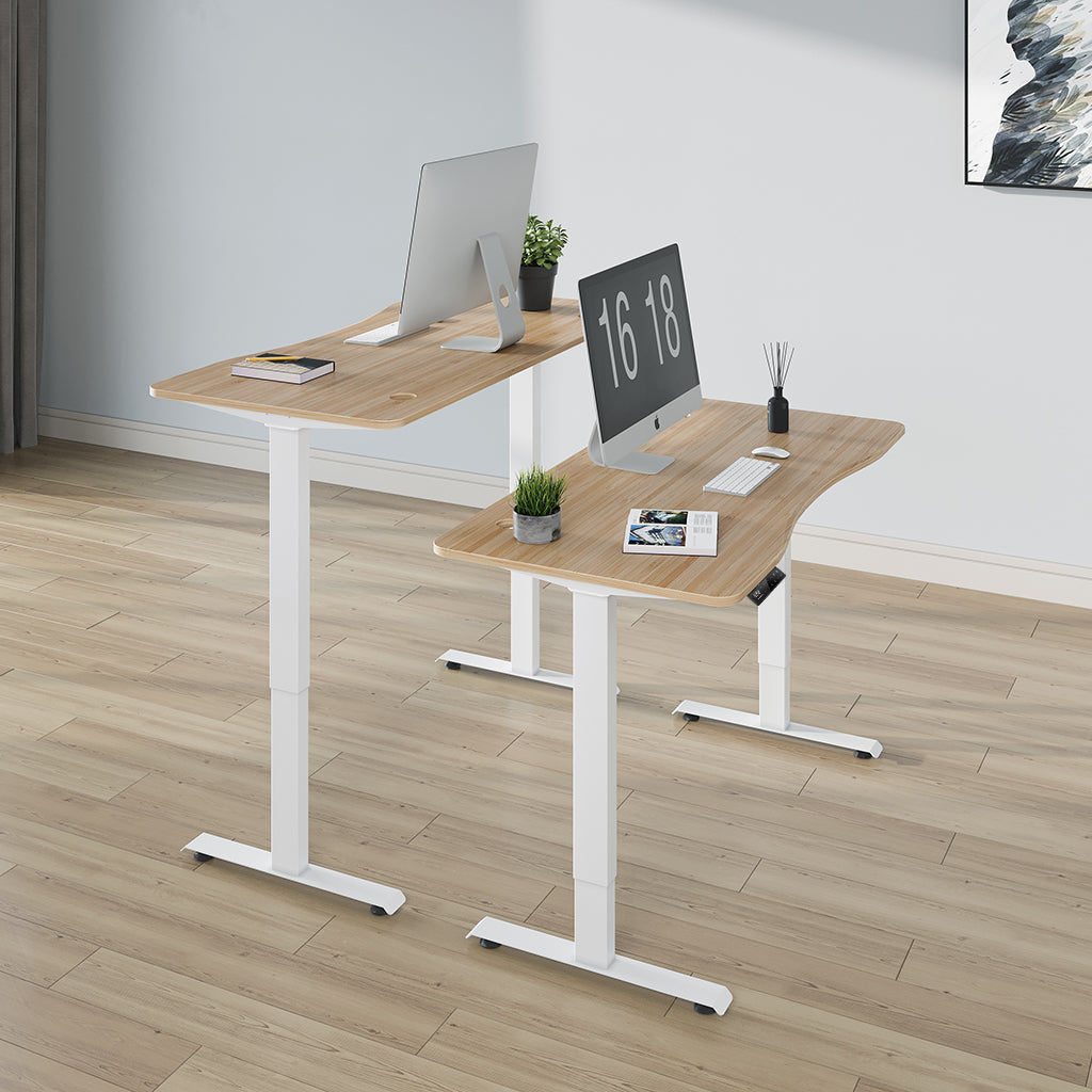 Maidesite S2B Pro - Natural Bamboo Top Electric Standing Desk 140X70 cm
